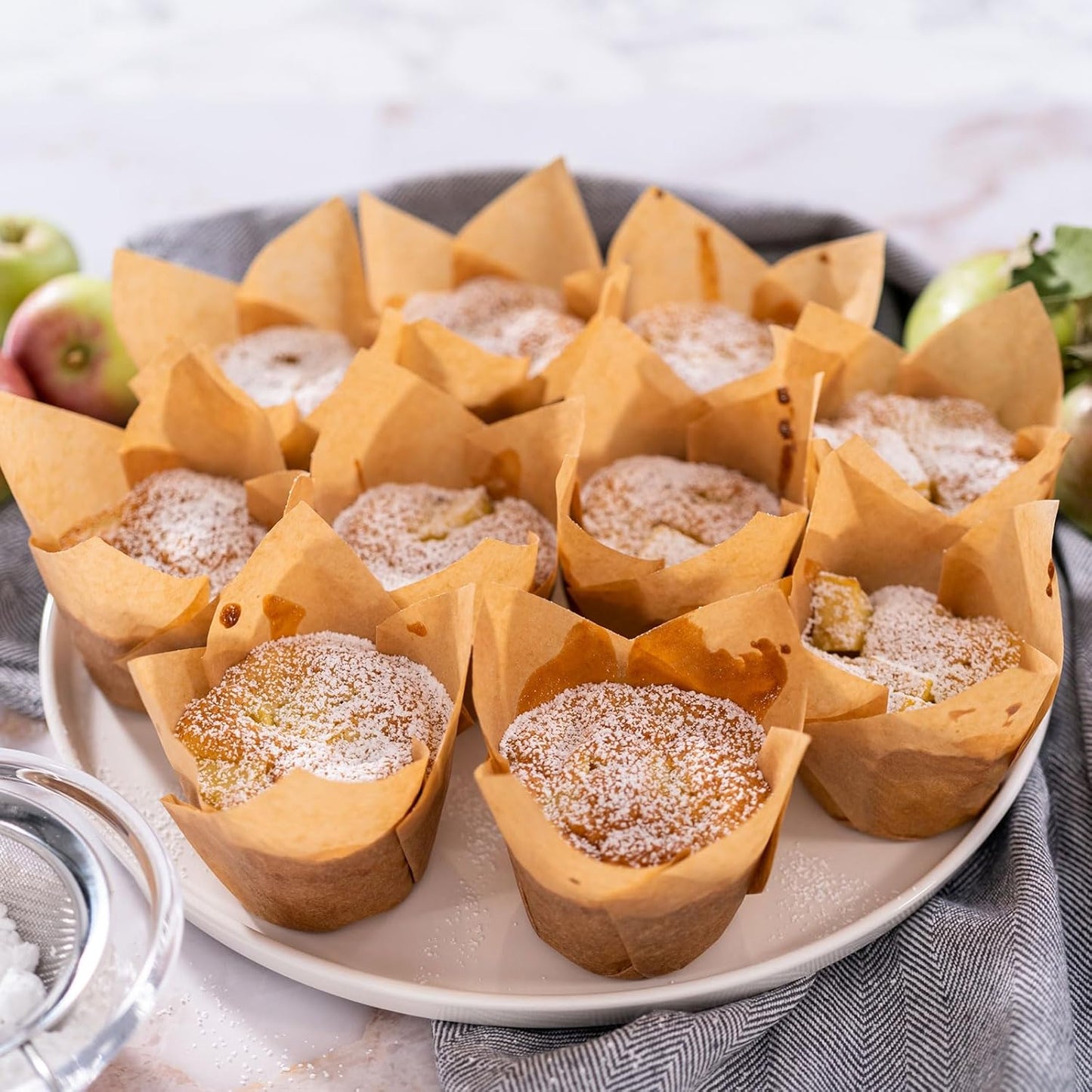 50pcs Tulip Cupcake Liners Greaseproof Baking Cups Paper Cupcake Wrappers Holders for Parties Weddings Birthdays, Light Yellow