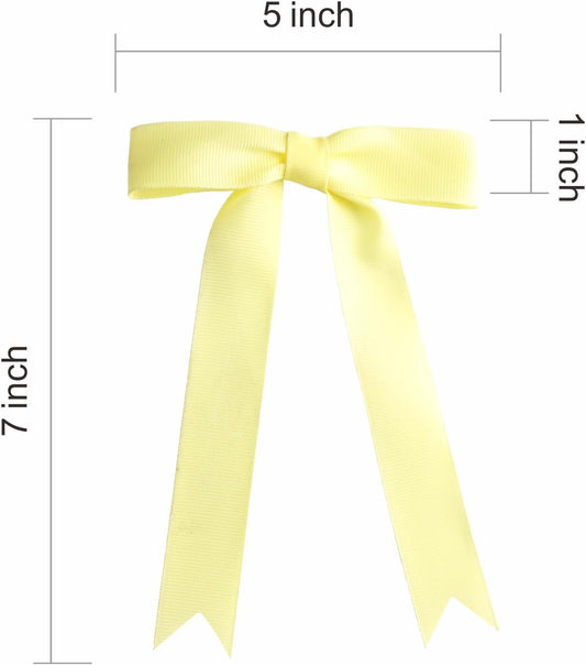 Meseey 30 Pcs 5x7 Inch Yellow Grosgrain Ribbon Bows with Twist Ties, Pre-Tied Bright Decorative Bows for Gift Wrapping, Wedding, Birthday, Graduation, Holiday, Party Decor and DIY Crafts