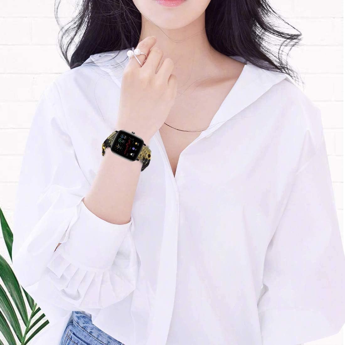 Compatible for Wyze Watch 47mm Band, Fabric Elastic Scrunchie Elastic Women Cute Replacement Straps Compatible with Wyze Watch 47mm Smartwatch
