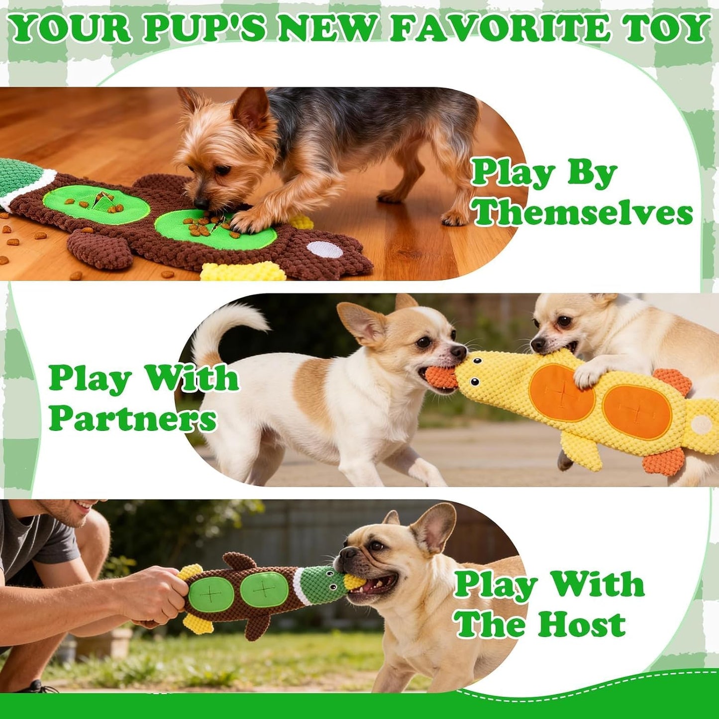 Dog Squeaky Toys, 2 Pack Stuffless Duck Dog Snuffle Toy, Squeaker Water Bottle Toy with No Stuffing Body, Soft Puzzle Interactive Training Toys for Small Medium Dogs Puppy to Keep Them Busy