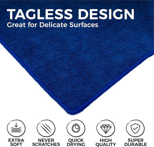 All-Purpose Microfiber Terry Cleaning Towels - Commercial Grade, Highly Absorbent, Lint-Free, Streak-Free, Kitchens, Bathrooms, Offices, 300gsm, 12in x 12in, Yellow (12-Pack)