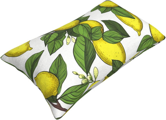 Velvet Pillowcase Standard Size 20"x30", Super Soft Fuzzy Pillow Case with Hidden Zipper, Luxury Plush Pillow Shams for Bedroom, Sofa, Couch Yellow Fresh Lemons Pillow Cover
