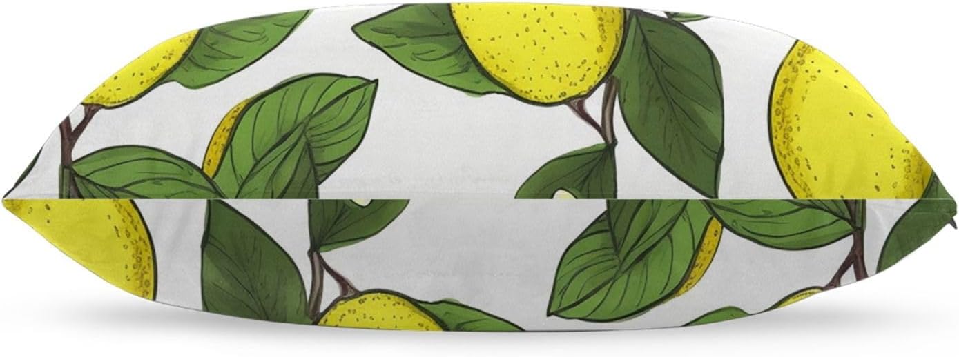 Velvet Pillowcase Standard Size 20"x30", Super Soft Fuzzy Pillow Case with Hidden Zipper, Luxury Plush Pillow Shams for Bedroom, Sofa, Couch Yellow Fresh Lemons Pillow Cover
