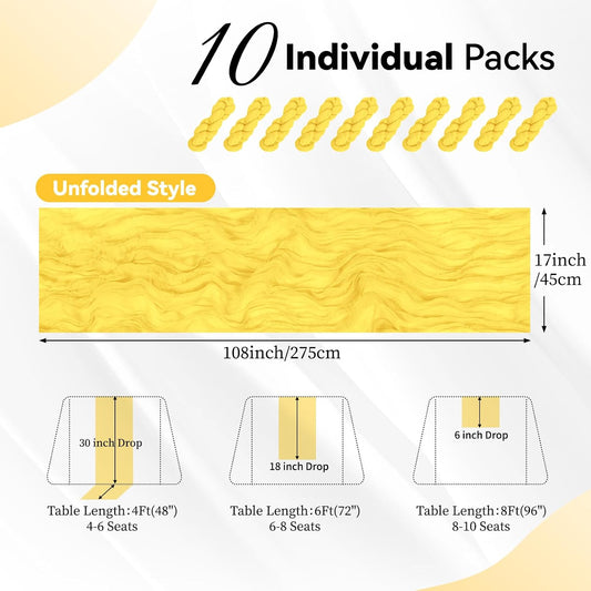 10 Pack Lemon Yellow Cheesecloth Table Runner 17x108 Inch Boho Gauze Fabric Table Runners for Wedding Party Baby Shower Home Decor