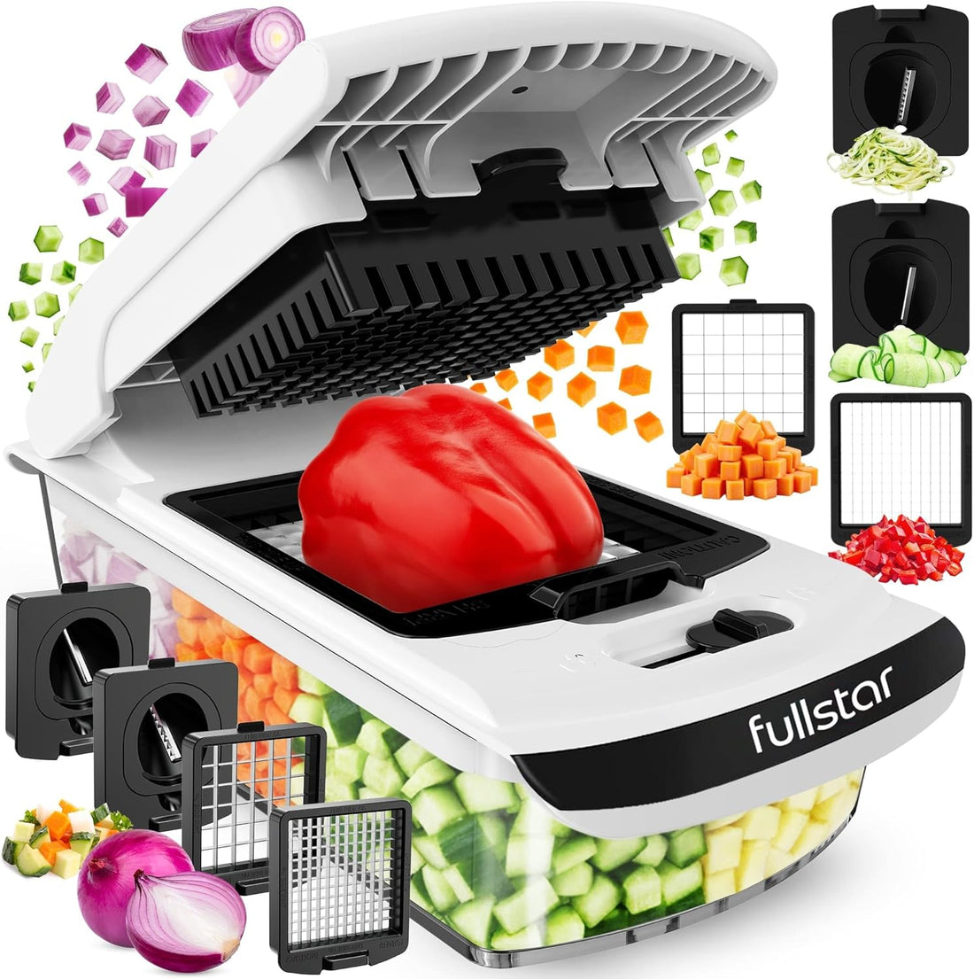 Pro Original Vegetable Chopper - Chopper and Spiralizer - Food Chopper with Container, Fruit Cutter, Onion Dicer - All-in-One