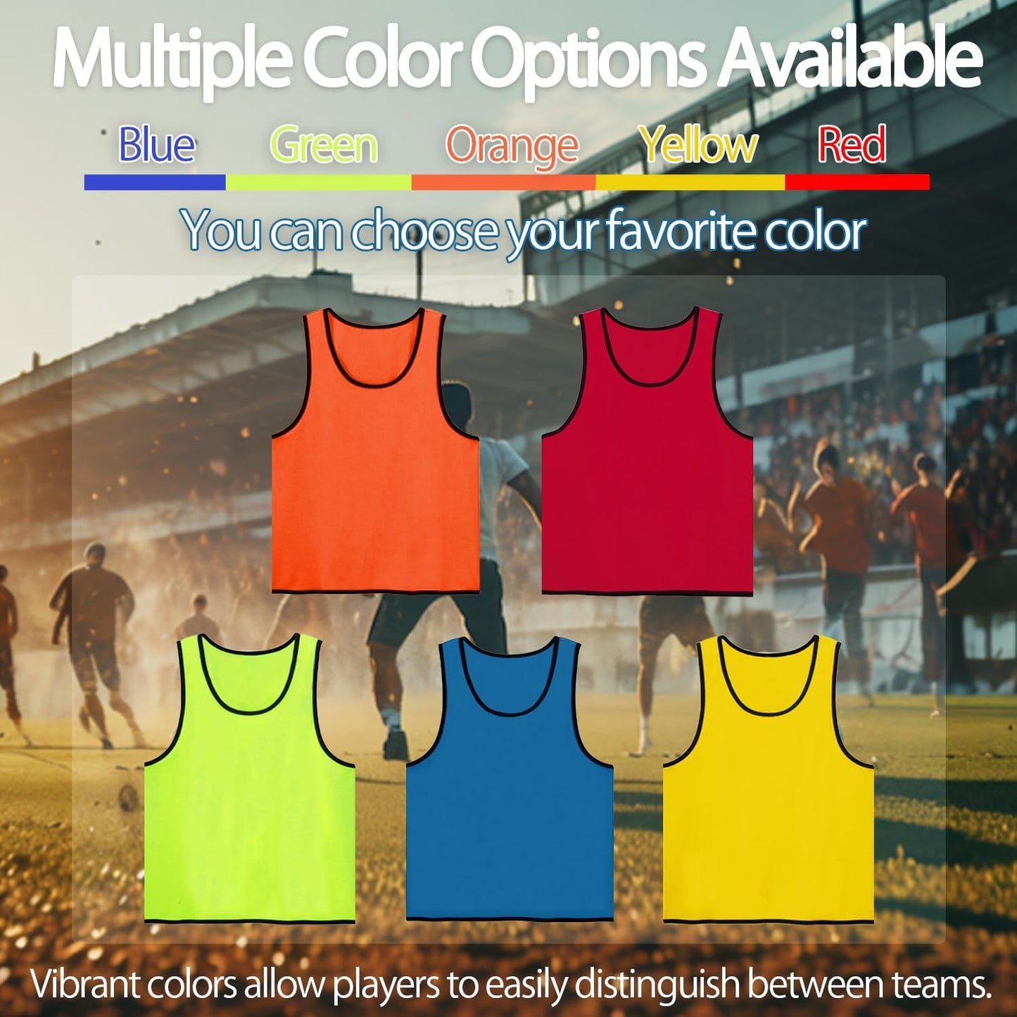 Pinnies Scrimmage Vests Set of 6 – Team Practice Mesh Jerseys for Soccer Basketball Training for Child Youth Adults