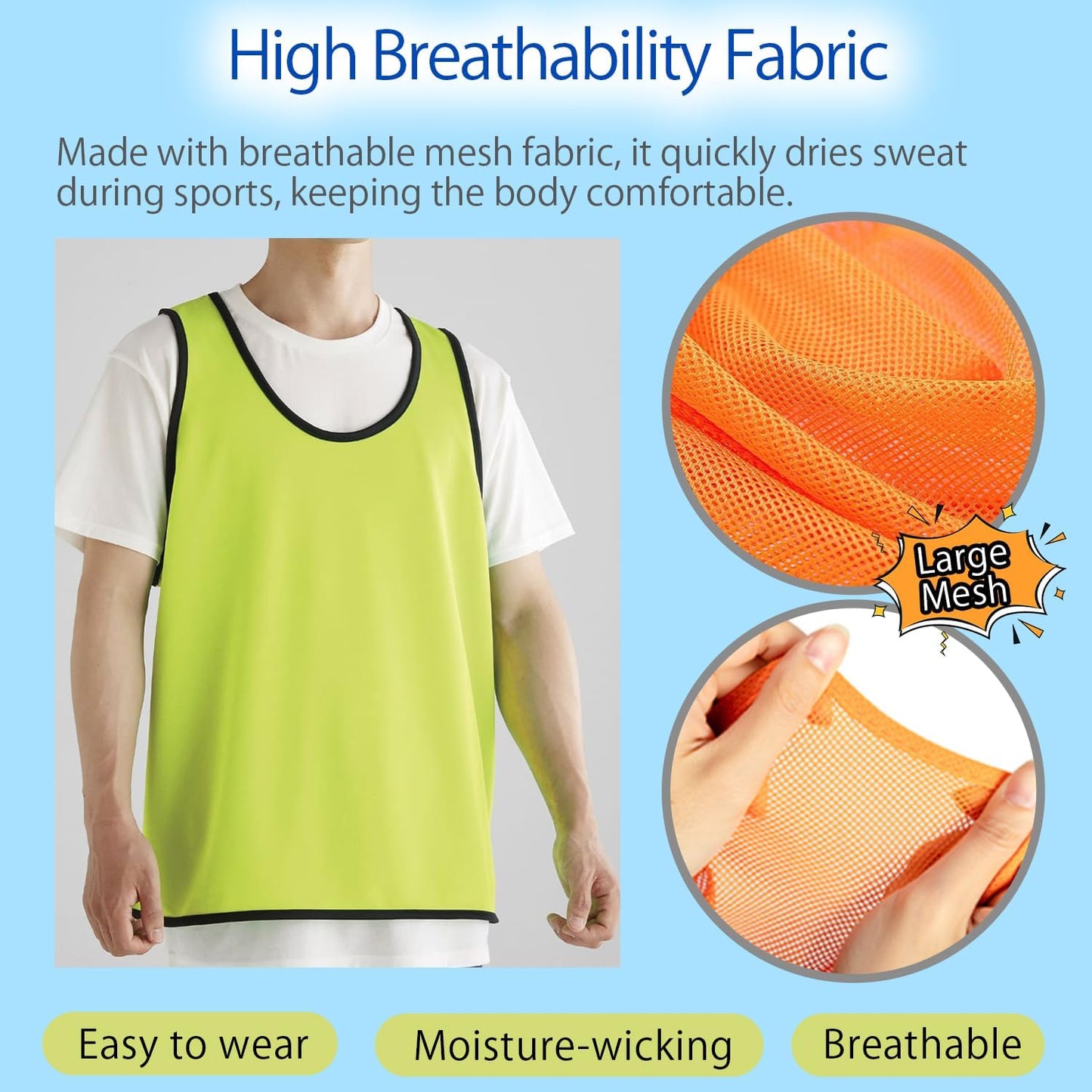 Pinnies Scrimmage Vests Set of 6 – Team Practice Mesh Jerseys for Soccer Basketball Training for Child Youth Adults