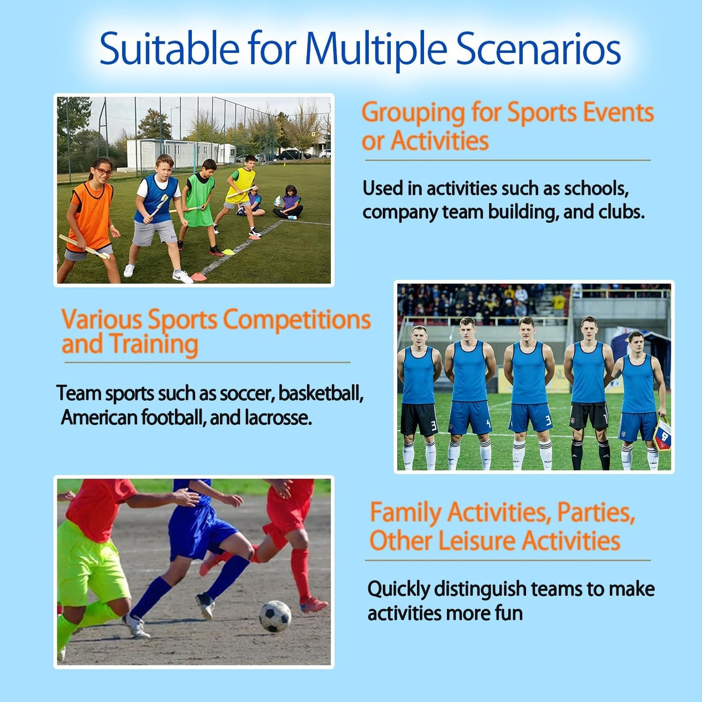 Pinnies Scrimmage Vests Set of 6 – Team Practice Mesh Jerseys for Soccer Basketball Training for Child Youth Adults