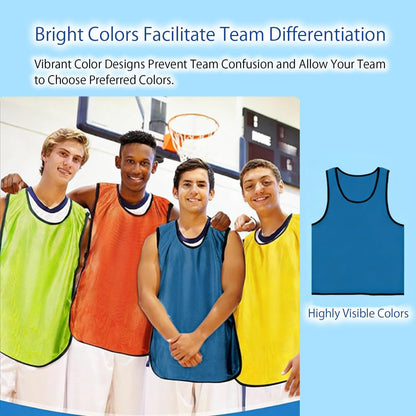Pinnies Scrimmage Vests Set of 6 – Team Practice Mesh Jerseys for Soccer Basketball Training for Child Youth Adults