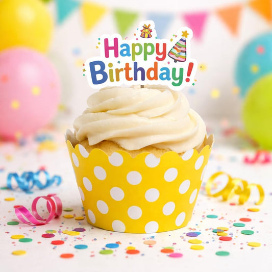 Yellow Polka Dot Cupcake Wrappers, Set of 12 – Decorative Paper Baking Wraps for Standard Cupcakes, Party Desserts, Birthdays, Baby Showers, Weddings
