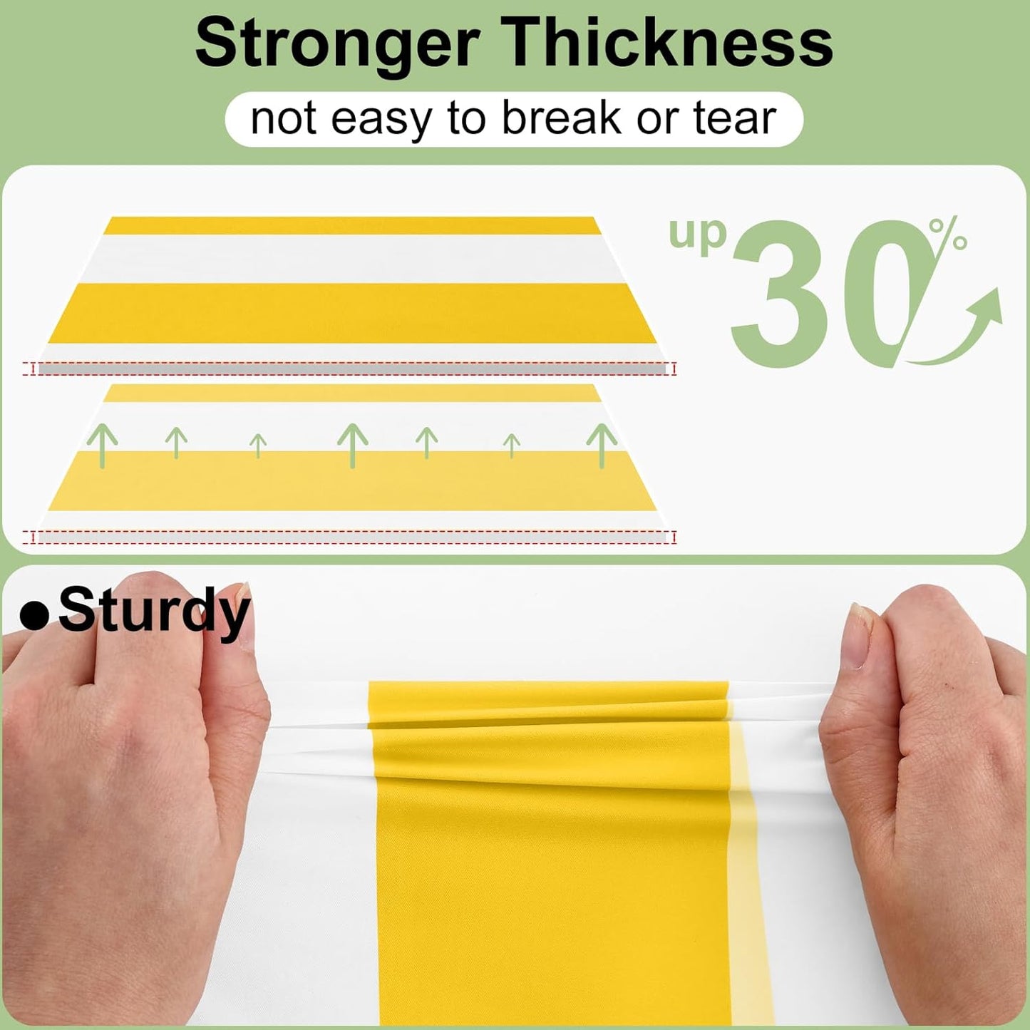 3 Packs Striped Disposable Table Cloth, 54 x 108 Inch Waterproof Rectangle Tablecloth, Leakproof & Sturdy Decorative Table Covers for Picnic, Party, Back to School and Outdoor, Yellow and White
