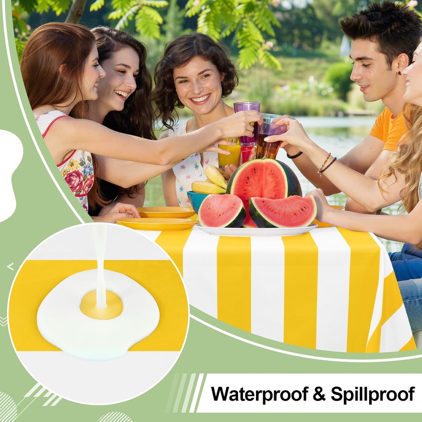 3 Packs Striped Disposable Table Cloth, 54 x 108 Inch Waterproof Rectangle Tablecloth, Leakproof & Sturdy Decorative Table Covers for Picnic, Party, Back to School and Outdoor, Yellow and White