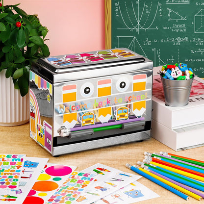 159Pcs Pencil Dispenser for Classroom,Pencil Dispenser Kit with Pencils Sharpener Erasers Stickers Metal Bucket,Pen Holder for Desk Classroom Teacher Must Haves Office Supplies(Yellow)