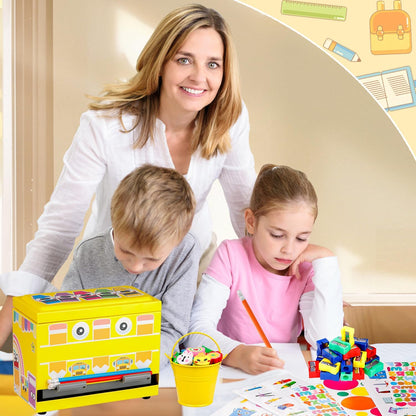 159Pcs Pencil Dispenser for Classroom,Pencil Dispenser Kit with Pencils Sharpener Erasers Stickers Metal Bucket,Pen Holder for Desk Classroom Teacher Must Haves Office Supplies(Yellow)