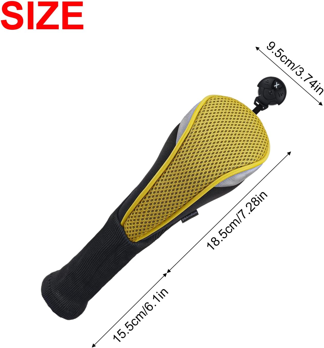 3pcs Long Neck Golf Hybrid Club Head Covers Dial No. Tag CTMT-02 | Mesh Breathable material | all the Same Size | Coloured Piping | Pull-On Closure