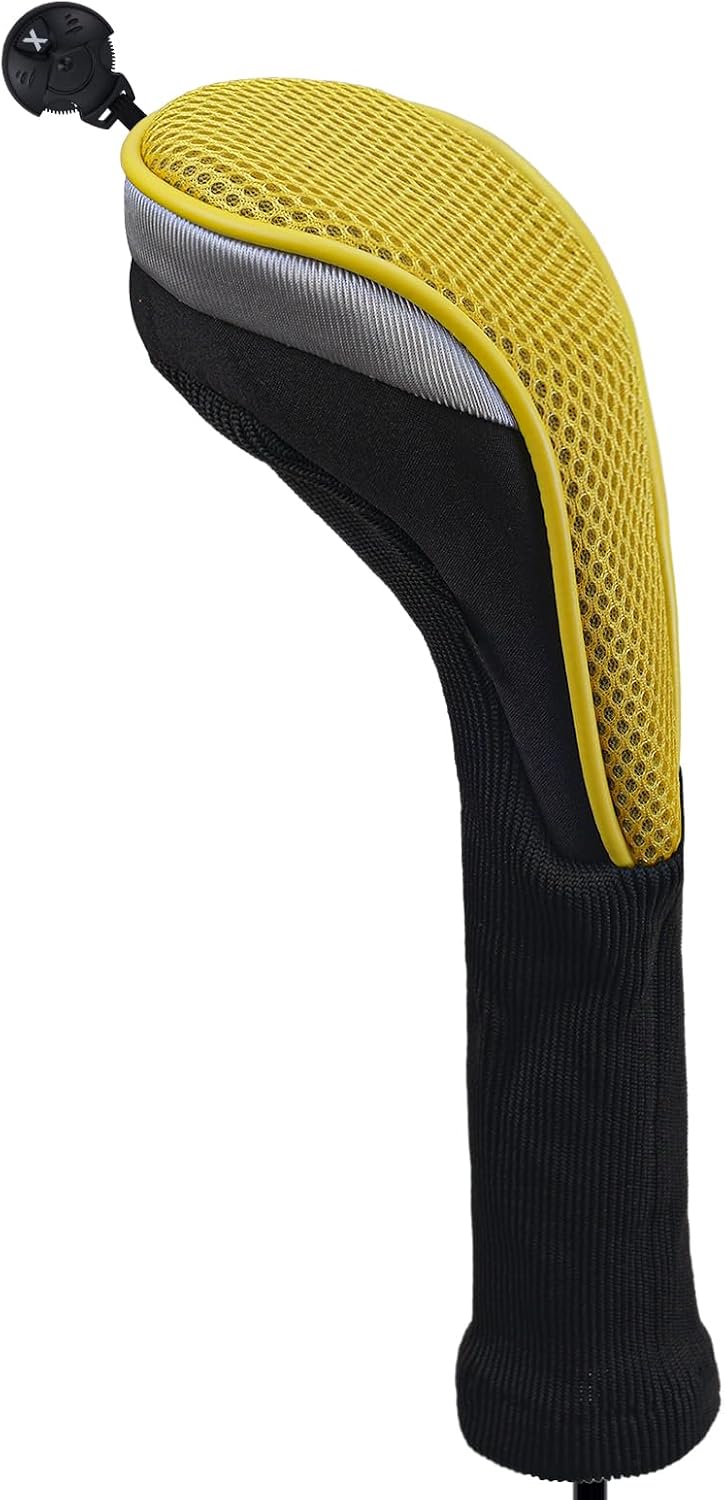 3pcs Long Neck Golf Hybrid Club Head Covers Dial No. Tag CTMT-02 | Mesh Breathable material | all the Same Size | Coloured Piping | Pull-On Closure