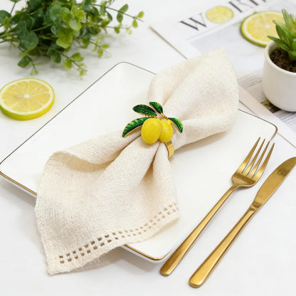 Lemon Napkin Rings Set of 6 Tropical Fruit Napkin Ring Holder for Holiday Family Gatherings Rustic Farmhouse Daily Table Setting,Coastal Beach Napkin Rings for Pool Party Beachy Wedding Decor