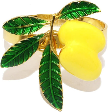 Lemon Napkin Rings Set of 6 Tropical Fruit Napkin Ring Holder for Holiday Family Gatherings Rustic Farmhouse Daily Table Setting,Coastal Beach Napkin Rings for Pool Party Beachy Wedding Decor
