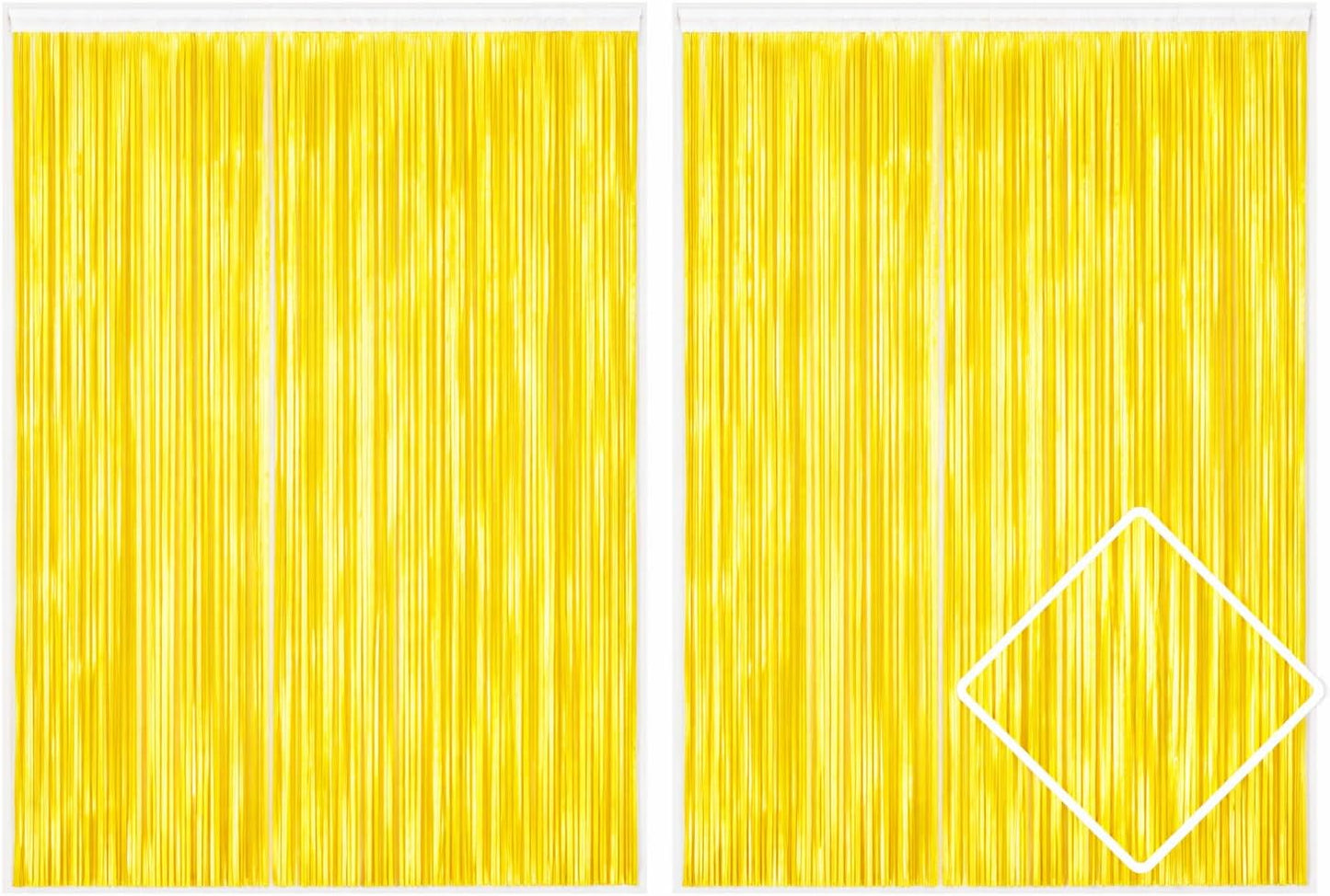 2 Pack Yellow Macron Fringe Curtain Backdrop Streamers 3.2ft x 6.4ft. Party Decoration for Birthday, Wedding, New Years Eve, Graduation, Photo Booth & Event Decorations