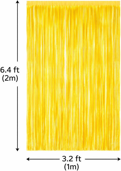2 Pack Yellow Macron Fringe Curtain Backdrop Streamers 3.2ft x 6.4ft. Party Decoration for Birthday, Wedding, New Years Eve, Graduation, Photo Booth & Event Decorations