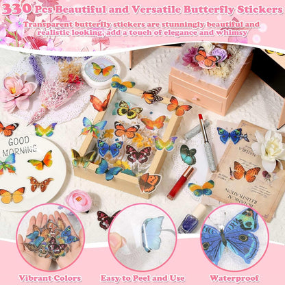 630 Pcs Dried Pressed Flowers with Butterfly Stickers for Crafts, Real Pressed Wildflowers Dry Leaves Bulk with Tweezer for Resin Jewelry Molds Candle Soap Making Scrapbook Bookmark Nails Decor