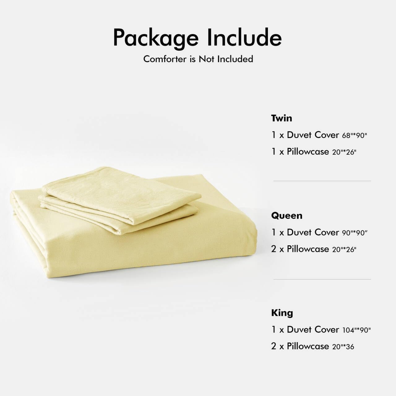 Duvet Cover Set 100% Washed Cotton Linen Feel Queen | Super Soft Breathable Lightweight & All Season Bedding Set with Hidden Zipper & 8 Corner Ties(Pastel Yellow)