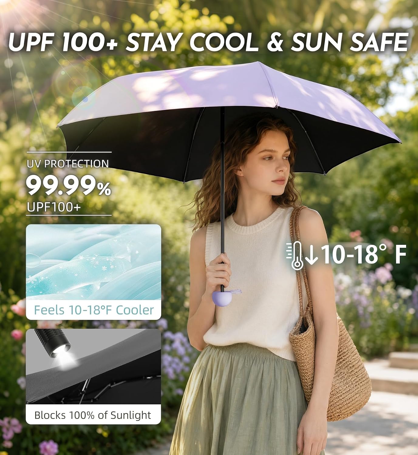Travel Size Mini Umbrella with UPF 100+ UV Rain Protection, Compact Small & Lightweight Pocket-Sized Folding Umbrellas with Case for Purse & Backpack, Thoughtful Gift Women Men & Kids