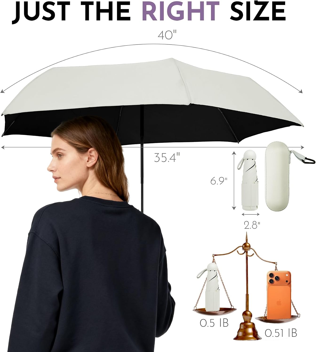 Travel Size Mini Umbrella with UPF 100+ UV Rain Protection, Compact Small & Lightweight Pocket-Sized Folding Umbrellas with Case for Purse & Backpack, Thoughtful Gift Women Men & Kids