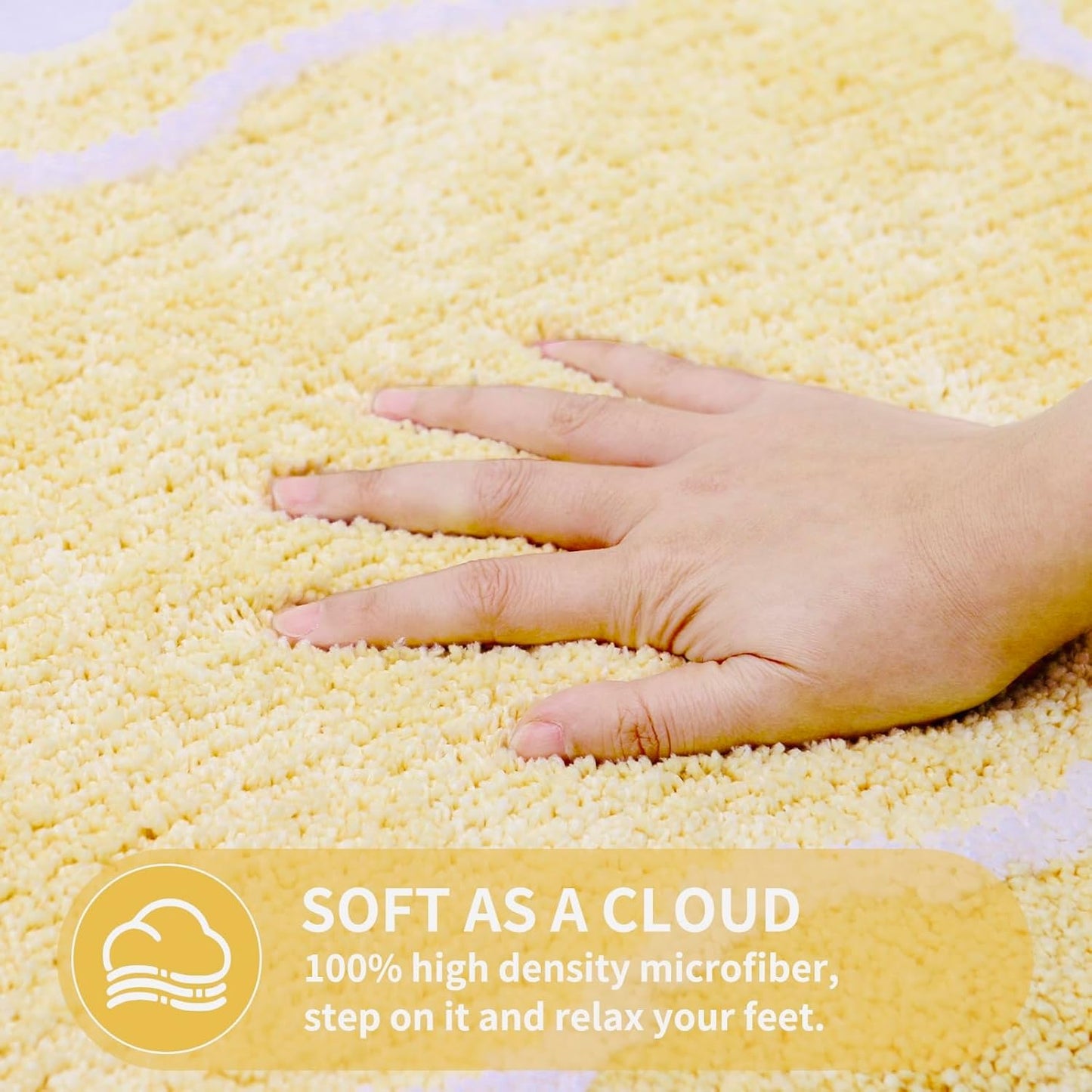 Yellow Bow Bathroom Rug Cute Non Slip Bath Mat,Microfiber Super Soft Absorbent Bathroom Mat for Floor, Shower(24x16 inch)