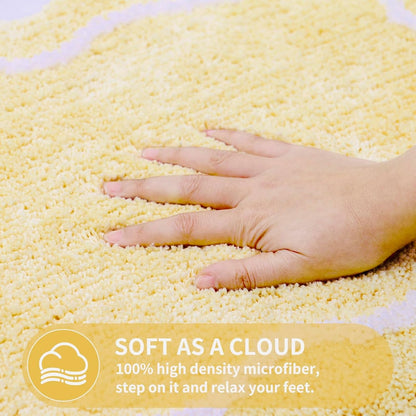 Yellow Bow Bathroom Rug Cute Non Slip Bath Mat,Microfiber Super Soft Absorbent Bathroom Mat for Floor, Shower(24x16 inch)