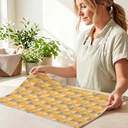 4 Pcs Abstract Artistic Kitchen Towels, Yellow Flower Soft Absorbent Tea Hand Towel, Microfiber Dish Cloths for Drying Dishes, Waffle Dish Towels for Kitchen Bathroom Home Decor for Women Mom