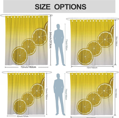 Citrus Shower Curtain, Yellow Lemon Bathroom Decor, Spring Summer Modern Bright Waterproof Fabric Shower Curtain with Hooks 62x72 Inch
