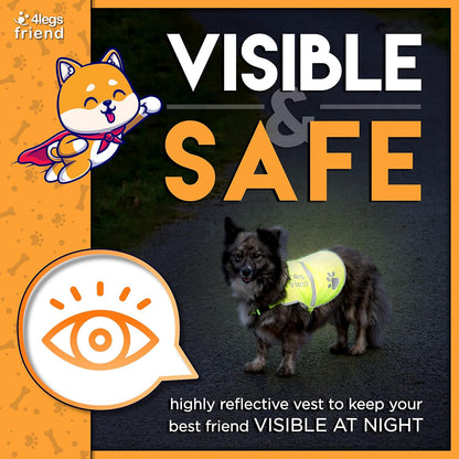 Upgraded Reflective Dog Vest. Hi-Visibility, Fluorescent Neon Yellow Dog Vest Helps Protect Your Best Friend. Safeguard Your PUP from Motorists & Hunting Accidents, On or Off Leash