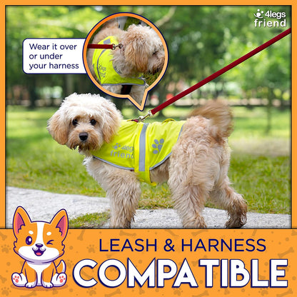 Upgraded Reflective Dog Vest. Hi-Visibility, Fluorescent Neon Yellow Dog Vest Helps Protect Your Best Friend. Safeguard Your PUP from Motorists & Hunting Accidents, On or Off Leash