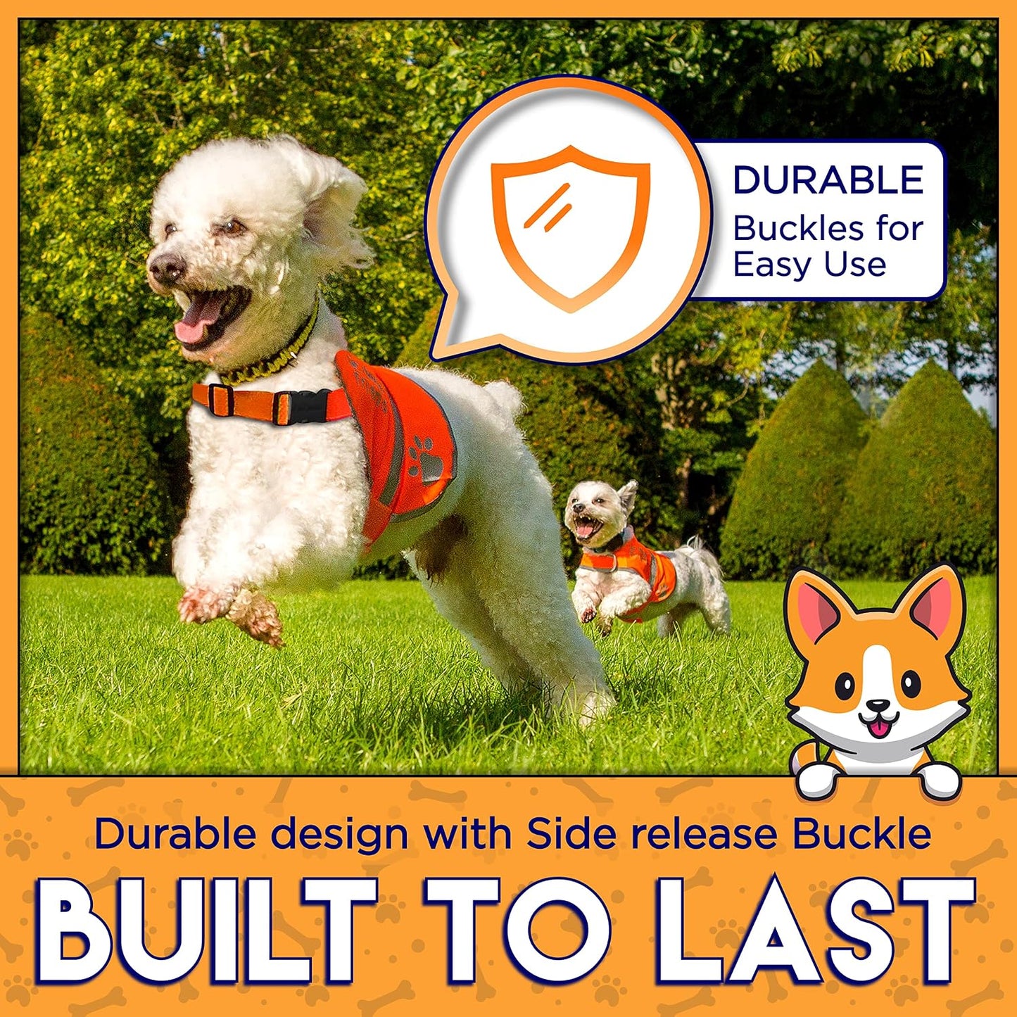 Upgraded Reflective Dog Vest. Hi-Visibility, Fluorescent Neon Yellow Dog Vest Helps Protect Your Best Friend. Safeguard Your PUP from Motorists & Hunting Accidents, On or Off Leash