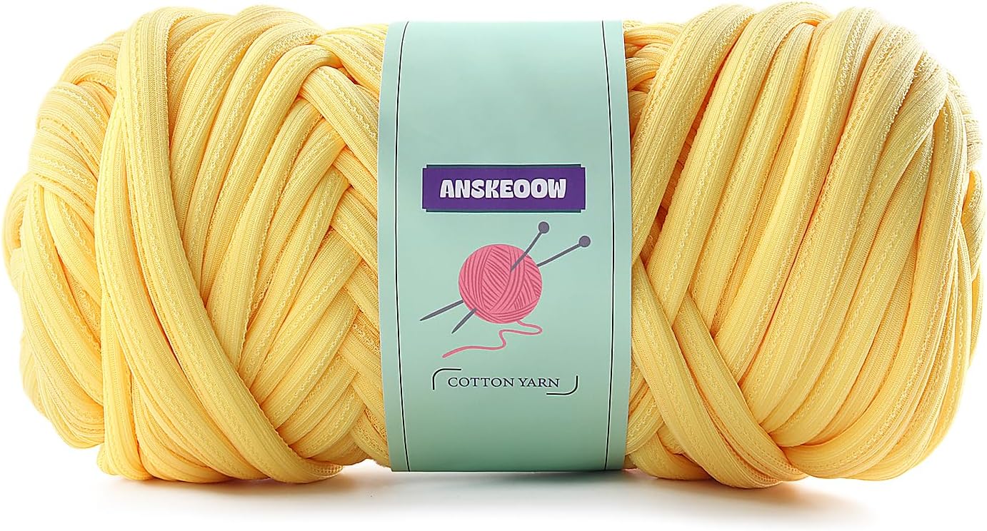 Chunky Yarn for Hand Knitting & Crocheting, Thick Big Twist Tubular Yarn for Making Blankets, Bags, Baskets, Pillows & Pet Nests - 0.55lb/250g (Yellow)