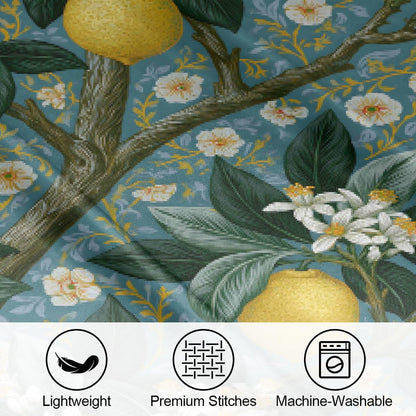 Lemon Satin Silk Pillowcase for Hair and Skin Pillow Cases Standard Size | Yellow Fruit Flower Soft Silk Pillow Case with Envelope Closure Print Satin Cooling Pillow Covers for Women Men (20x26)