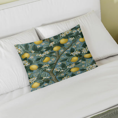 Lemon Satin Silk Pillowcase for Hair and Skin Pillow Cases Standard Size | Yellow Fruit Flower Soft Silk Pillow Case with Envelope Closure Print Satin Cooling Pillow Covers for Women Men (20x26)
