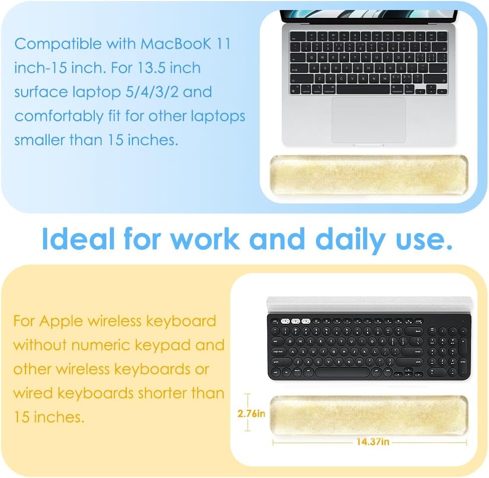Wrist Rest Pad Comfortable Silicone Cushion Bling Bling | Typing Hand Pain Relief Support Keyboard Pad with Gel-filled Magic Keyboard Other Keyboards Office & Home (Bright Yellow)