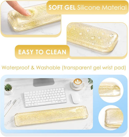 Wrist Rest Pad Comfortable Silicone Cushion Bling Bling | Typing Hand Pain Relief Support Keyboard Pad with Gel-filled Magic Keyboard Other Keyboards Office & Home (Bright Yellow)