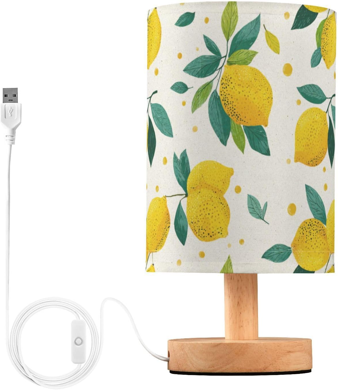 Bedside Table Lamp Lemon Yellow Citrus Fruits (93) Kids Nightstand Lamp Night Light Fabric Shade for Bedroom Living Room Home Office