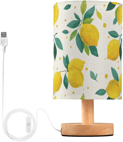 Bedside Table Lamp Lemon Yellow Citrus Fruits (93) Kids Nightstand Lamp Night Light Fabric Shade for Bedroom Living Room Home Office