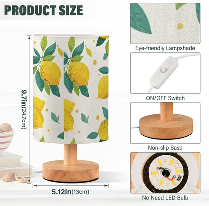 Bedside Table Lamp Lemon Yellow Citrus Fruits (93) Kids Nightstand Lamp Night Light Fabric Shade for Bedroom Living Room Home Office
