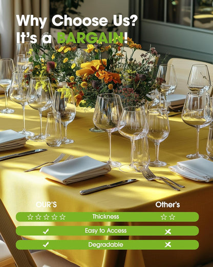 Plastic Table Cloth Disposable 8 Pack, 54 x 108 Inch Table Cloths, Easter Party, Decorative Tablecloths, Rectangle, Lemon, Pastel Plastic Cover, Leakproof & Sturdy, Yellow