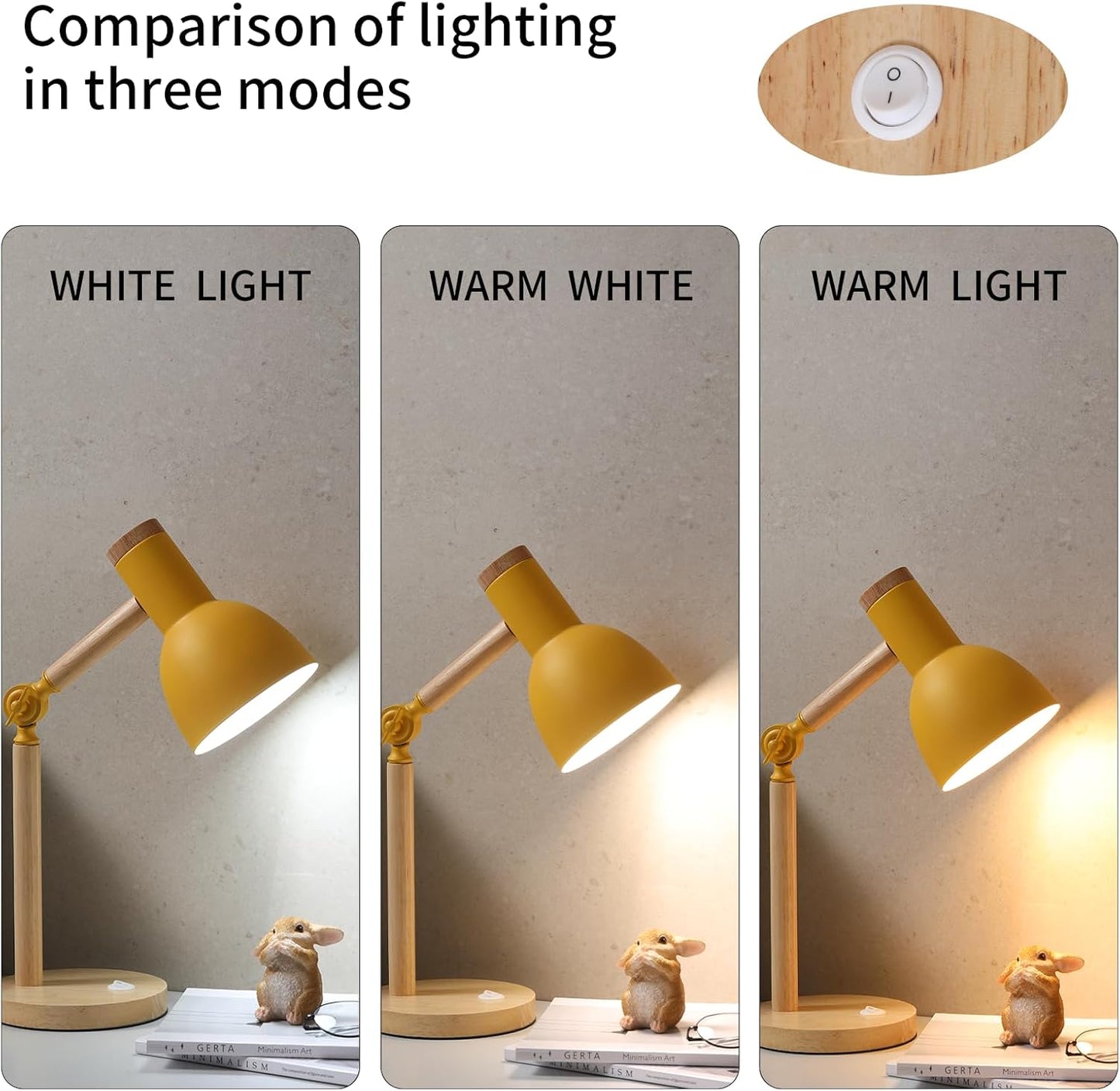 Adjustable Wooden Arm Desk Lamp, Table Lamp for Reading office Bedroom