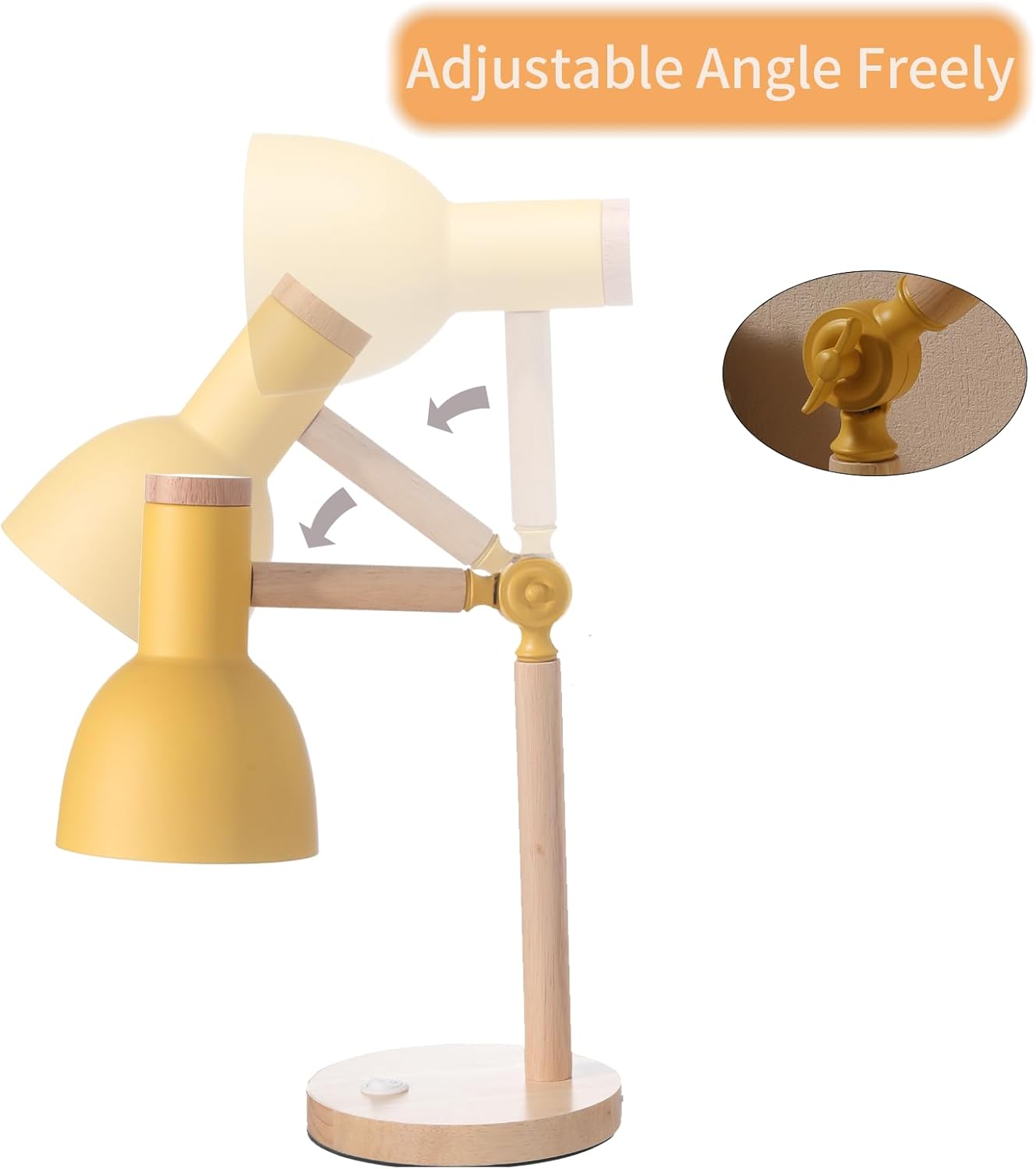 Adjustable Wooden Arm Desk Lamp, Table Lamp for Reading office Bedroom
