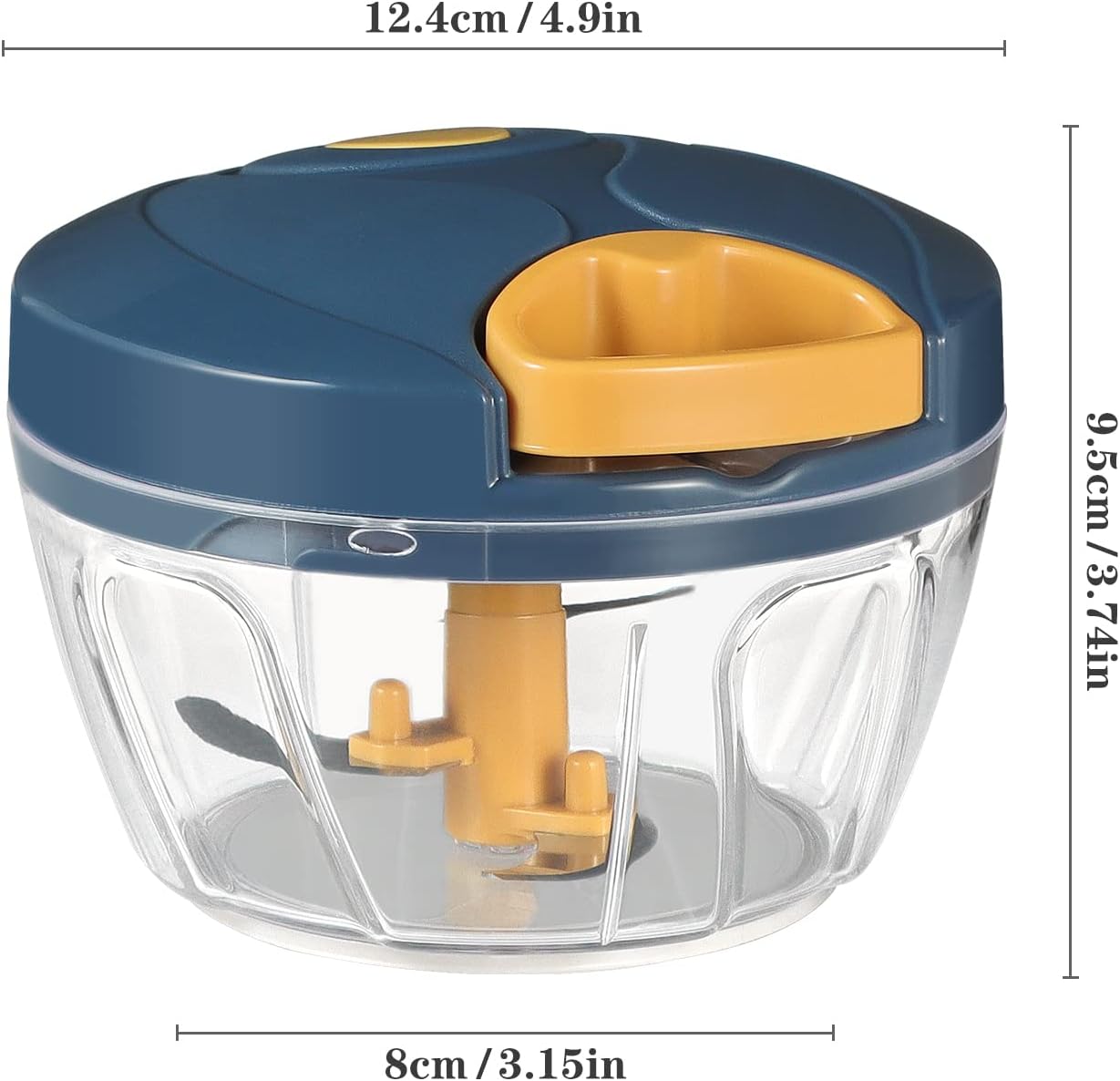 Manual Food Chopper Vegetable Cutter, Hand String Vegetable Chopper Onions Cutter for Vegetable Fruits Nuts BPA Free Food Safe Material, 550ml Yellow