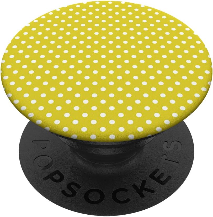 Yellow White Polka Dot Cell Phone Button Pop Out Holder Grip PopSockets PopGrip: Swappable Grip for Phones & Tablets