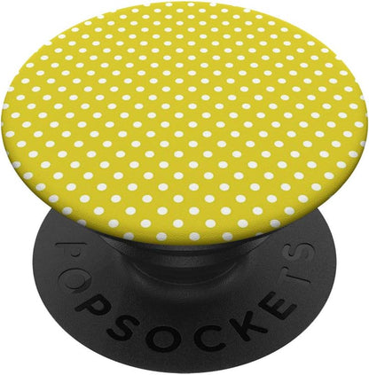 Yellow White Polka Dot Cell Phone Button Pop Out Holder Grip PopSockets PopGrip: Swappable Grip for Phones & Tablets
