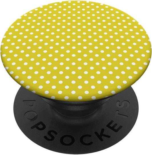 Yellow White Polka Dot Cell Phone Button Pop Out Holder Grip PopSockets PopGrip: Swappable Grip for Phones & Tablets